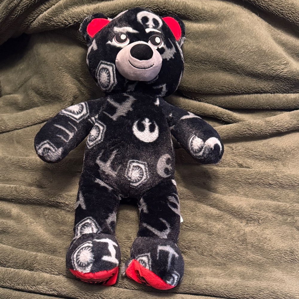 Rare Build a Bear Star Wars Pattern Bear Light Side/Dark Side 16" Change Colors
